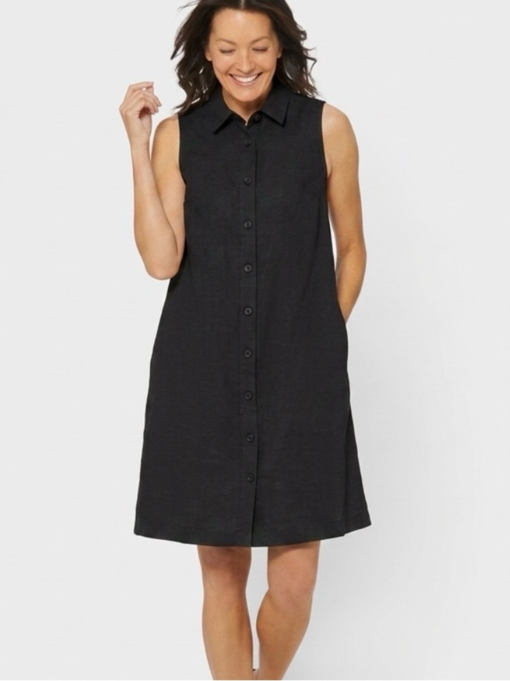 Duluth Trading Black Artisan Organic Hemp Shirt Dress